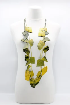 Women Alembika Accessories<3-Strand Recycled Leather Necklaces - Hand Painted Yellow Graffiti