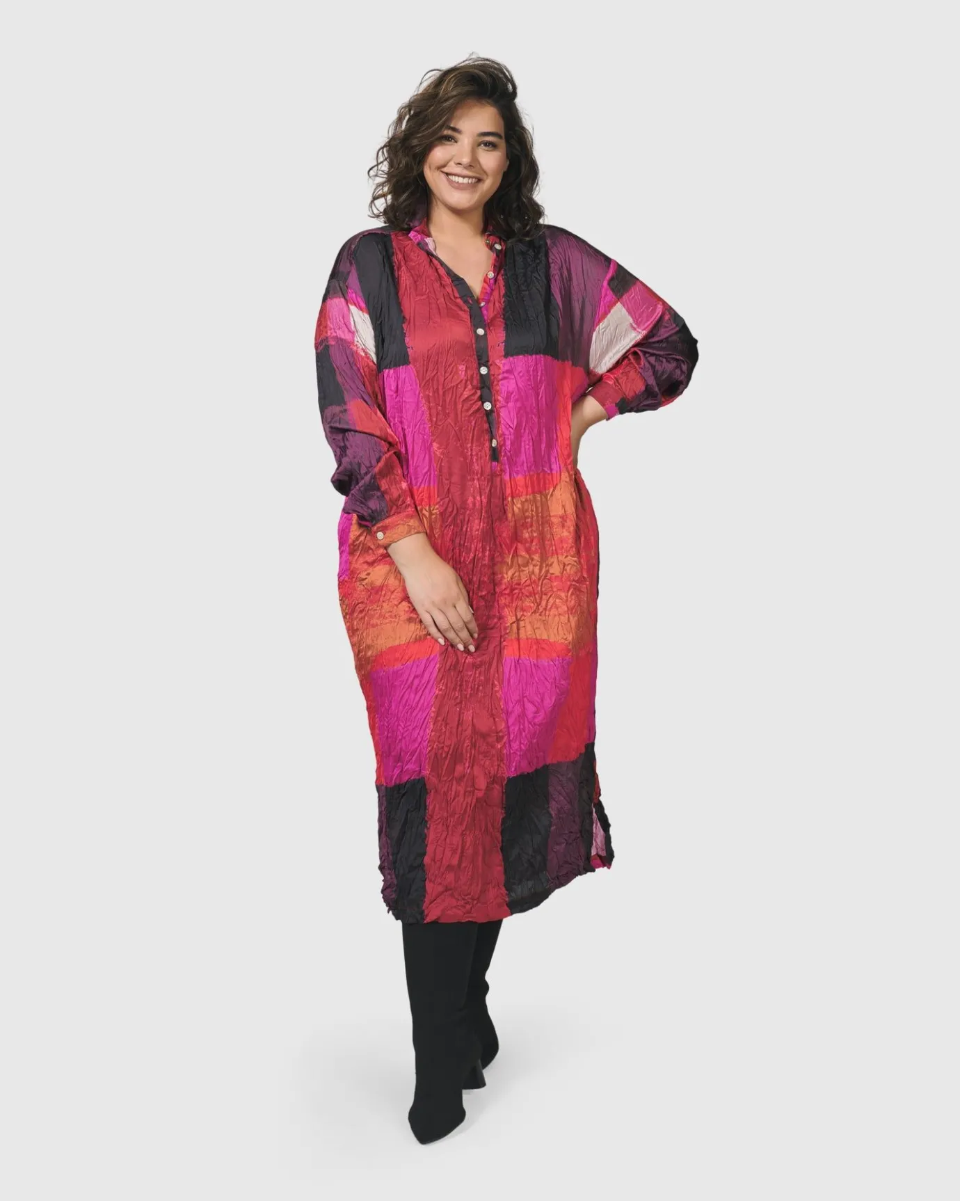 Women Alembika Dresses<Sunset Strip Shirt Dress, Magenta