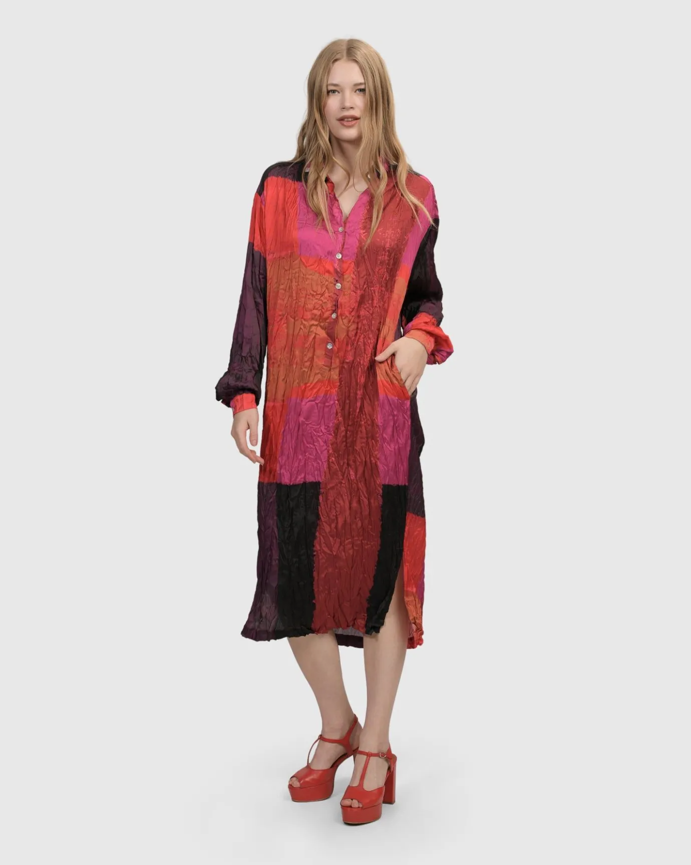 Women Alembika Dresses<Sunset Strip Shirt Dress, Magenta