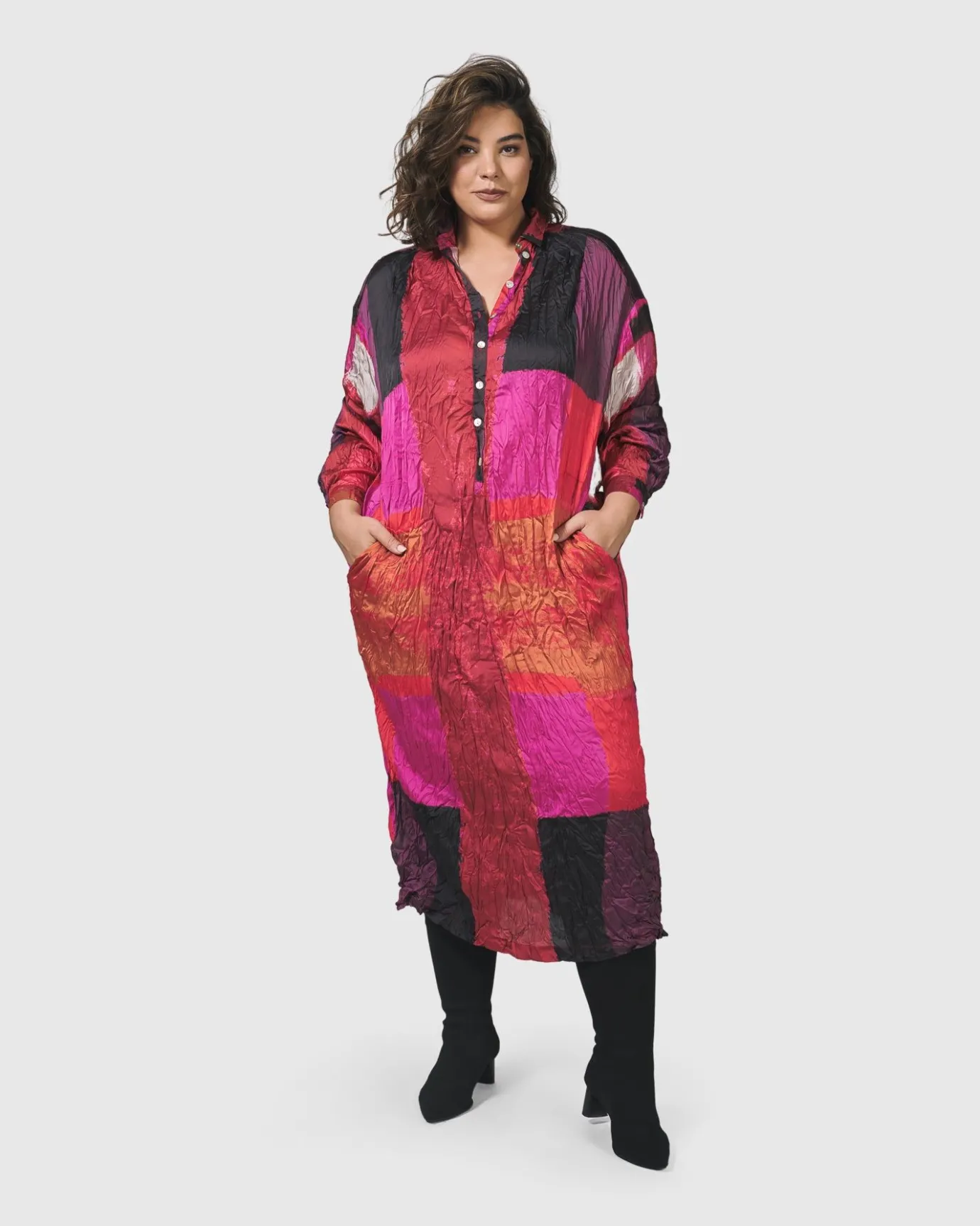 Women Alembika Dresses<Sunset Strip Shirt Dress, Magenta