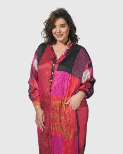 Women Alembika Dresses<Sunset Strip Shirt Dress, Magenta
