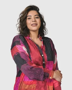 Women Alembika Dresses<Sunset Strip Shirt Dress, Magenta