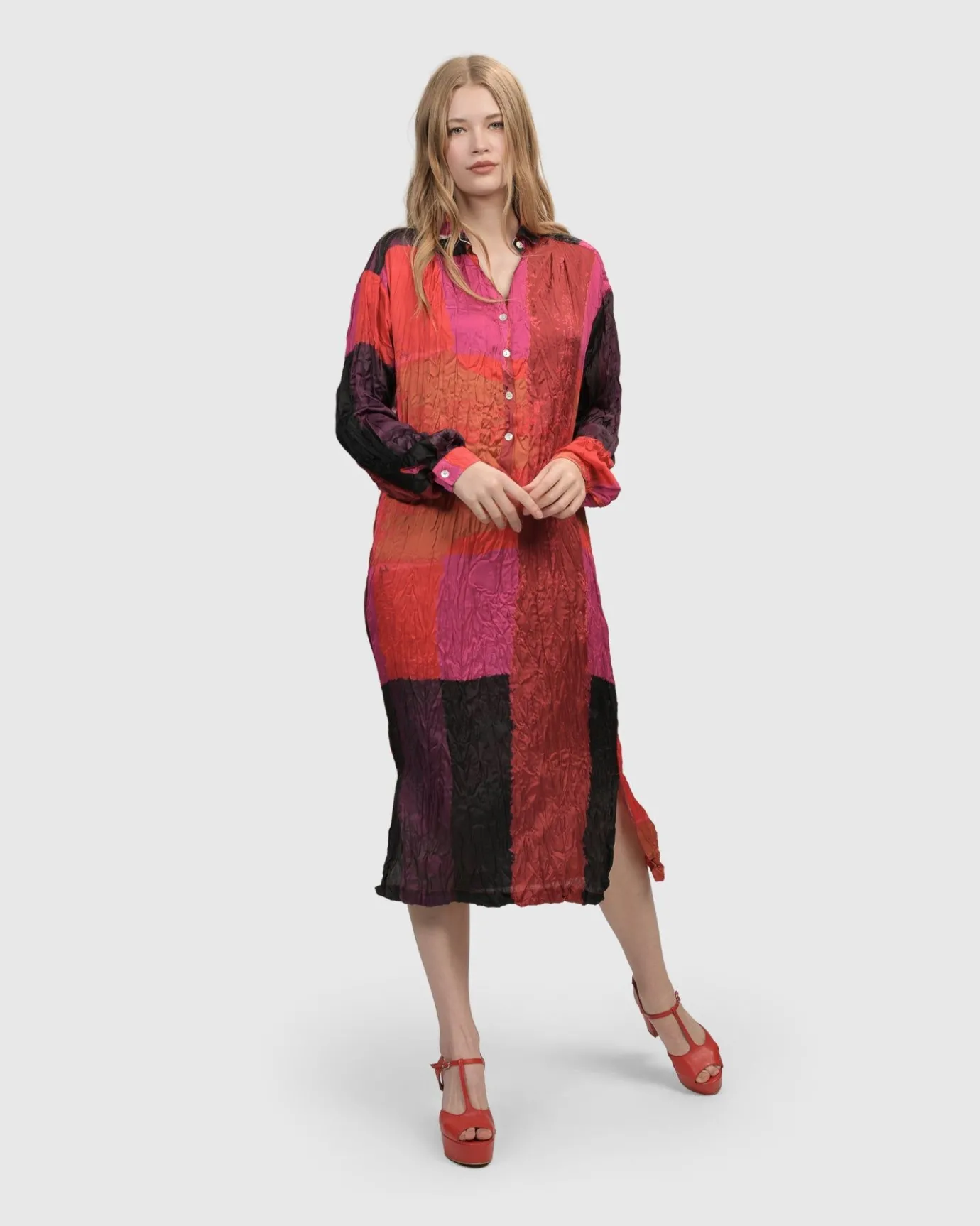 Women Alembika Dresses<Sunset Strip Shirt Dress, Magenta