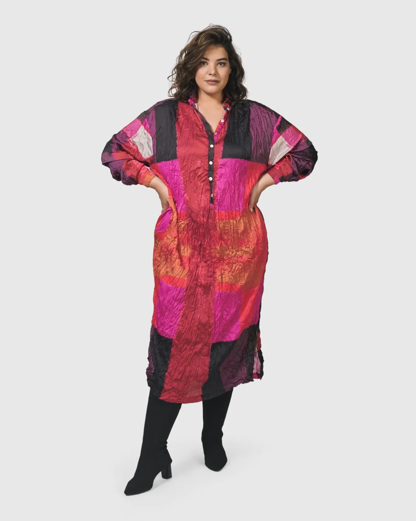 Women Alembika Dresses<Sunset Strip Shirt Dress, Magenta