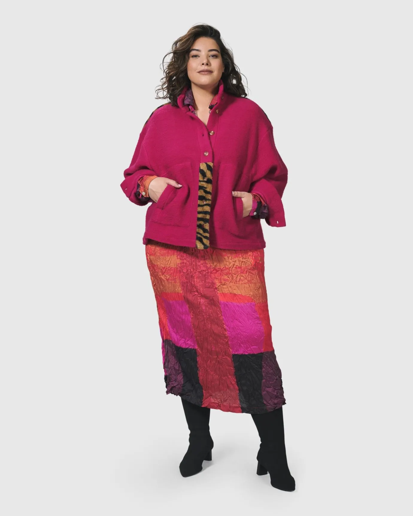 Women Alembika Dresses<Sunset Strip Shirt Dress, Magenta