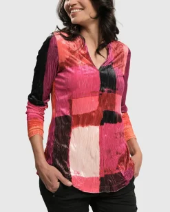 Women Alembika Plus<Sunset Strip V Neck Pullover, Magenta