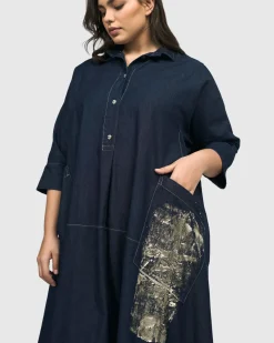 Women Alembika Dresses<Tacoma Trapeze Dress, Denim