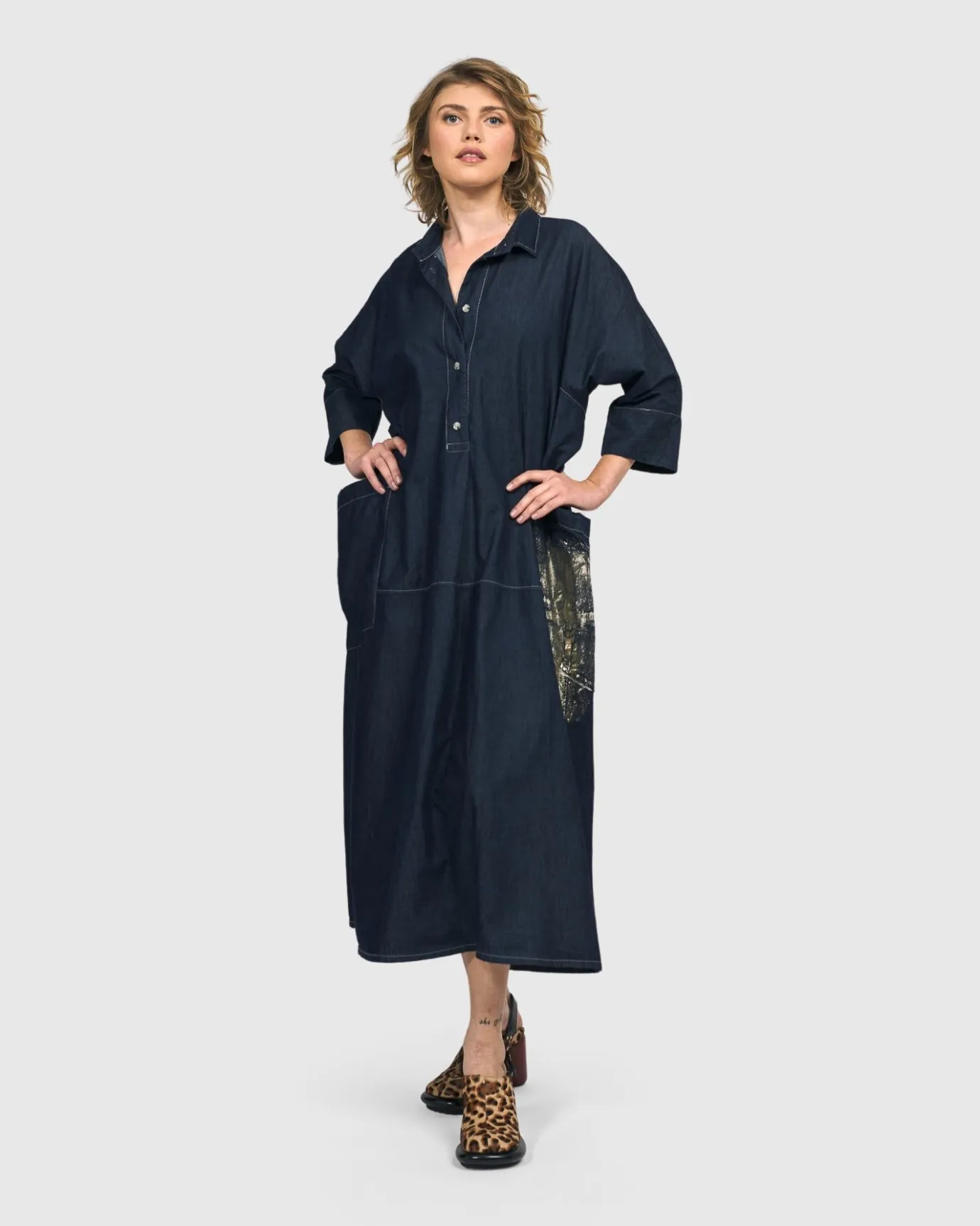 Women Alembika Plus<Tacoma Trapeze Dress, Denim