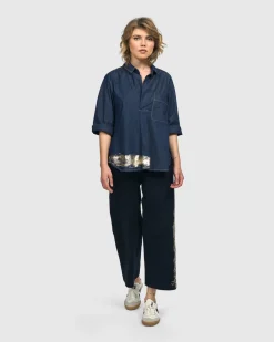 Women Alembika Plus<Tallahassee Popover Blouse, Denim