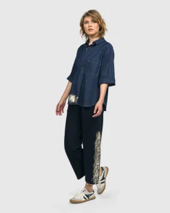 Women Alembika Plus<Tallahassee Popover Blouse, Denim