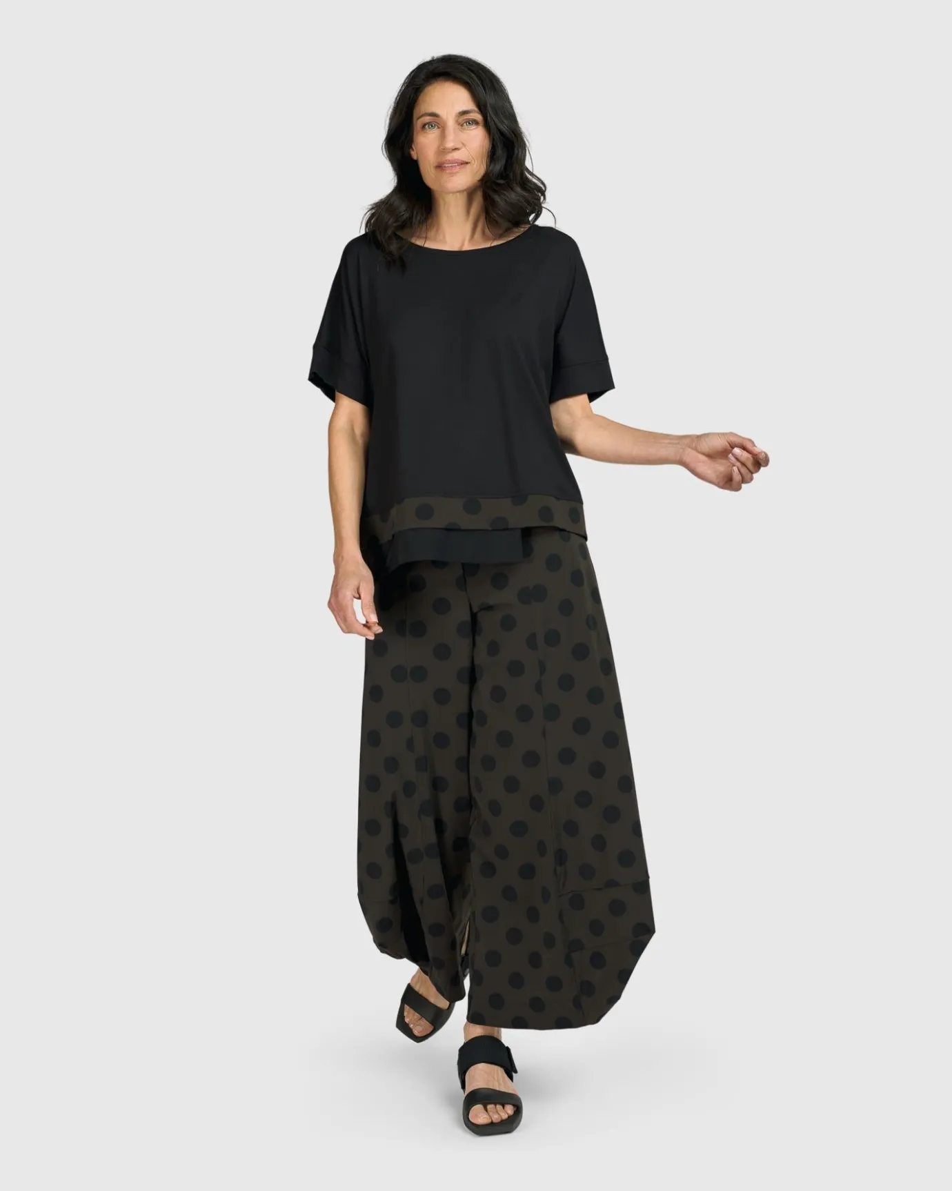 Women Alembika Plus<Tekbika Dots Boxy Top, Khaki