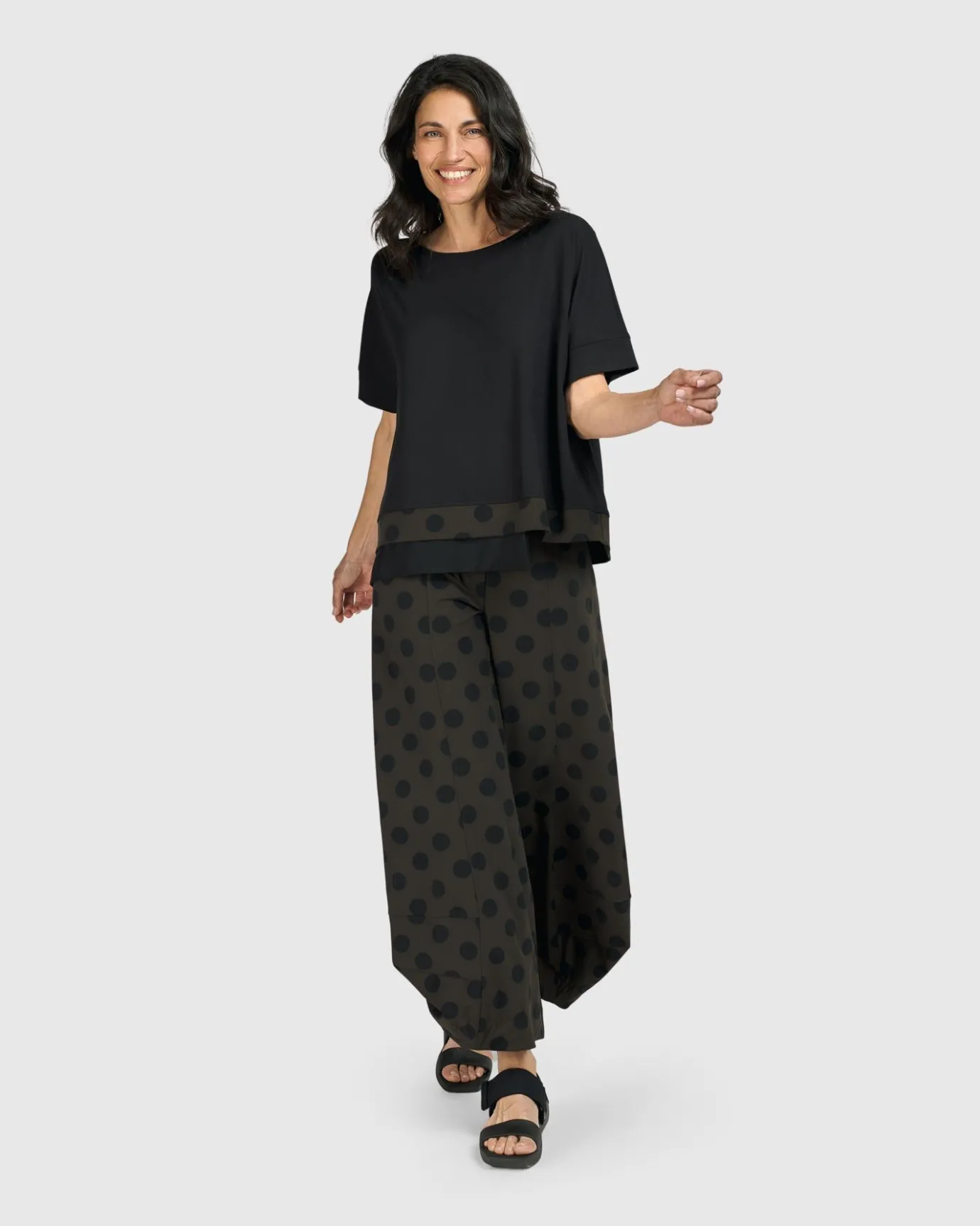 Women Alembika Plus<Tekbika Dots Boxy Top, Khaki