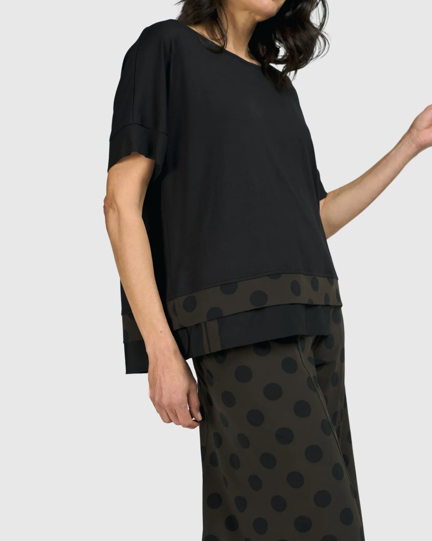 Women Alembika Plus<Tekbika Dots Boxy Top, Khaki