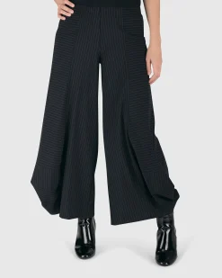 Women Alembika Pants & Skirts<Tekbika Pinstripe Punto Pants, Black