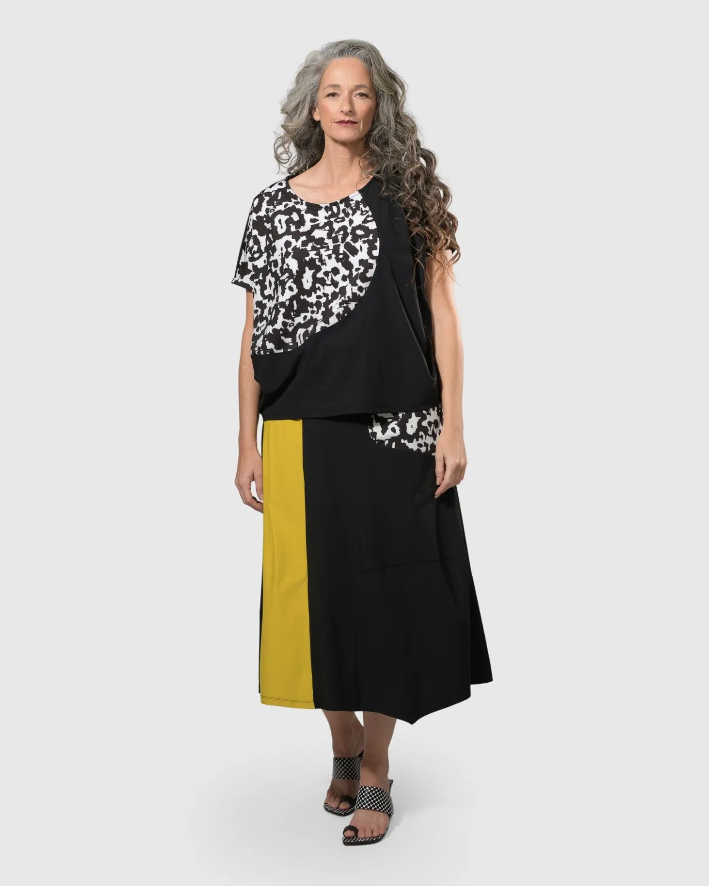 Women Alembika Pants & Skirts<Tekbika Swing Maxi Skirt, Yellow/Print