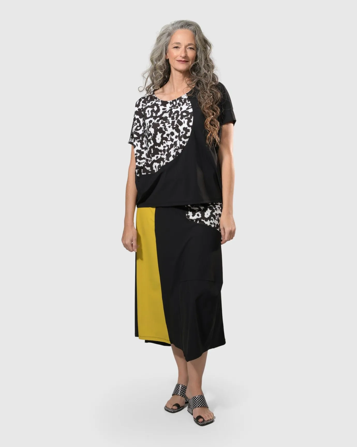 Women Alembika Pants & Skirts<Tekbika Swing Maxi Skirt, Yellow/Print