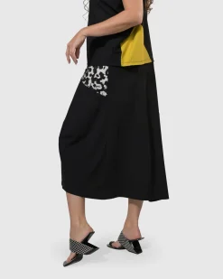 Women Alembika Plus<Tekbika Swing Maxi Skirt, Yellow/Print