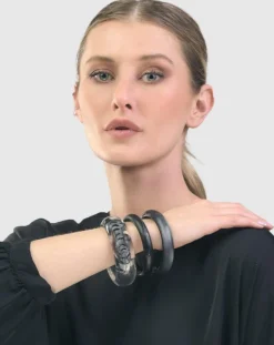 Women Alembika Accessories<Tiger Inlay Bangle Bracelet, Silver