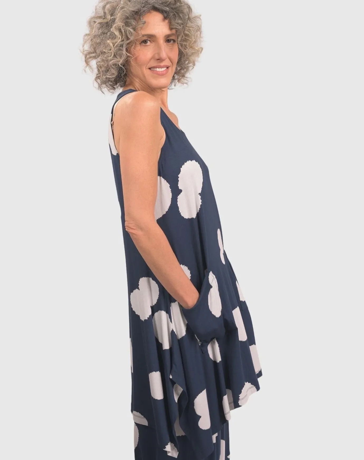 Women Alembika Plus<Trapeze Tank Tunic, Navy