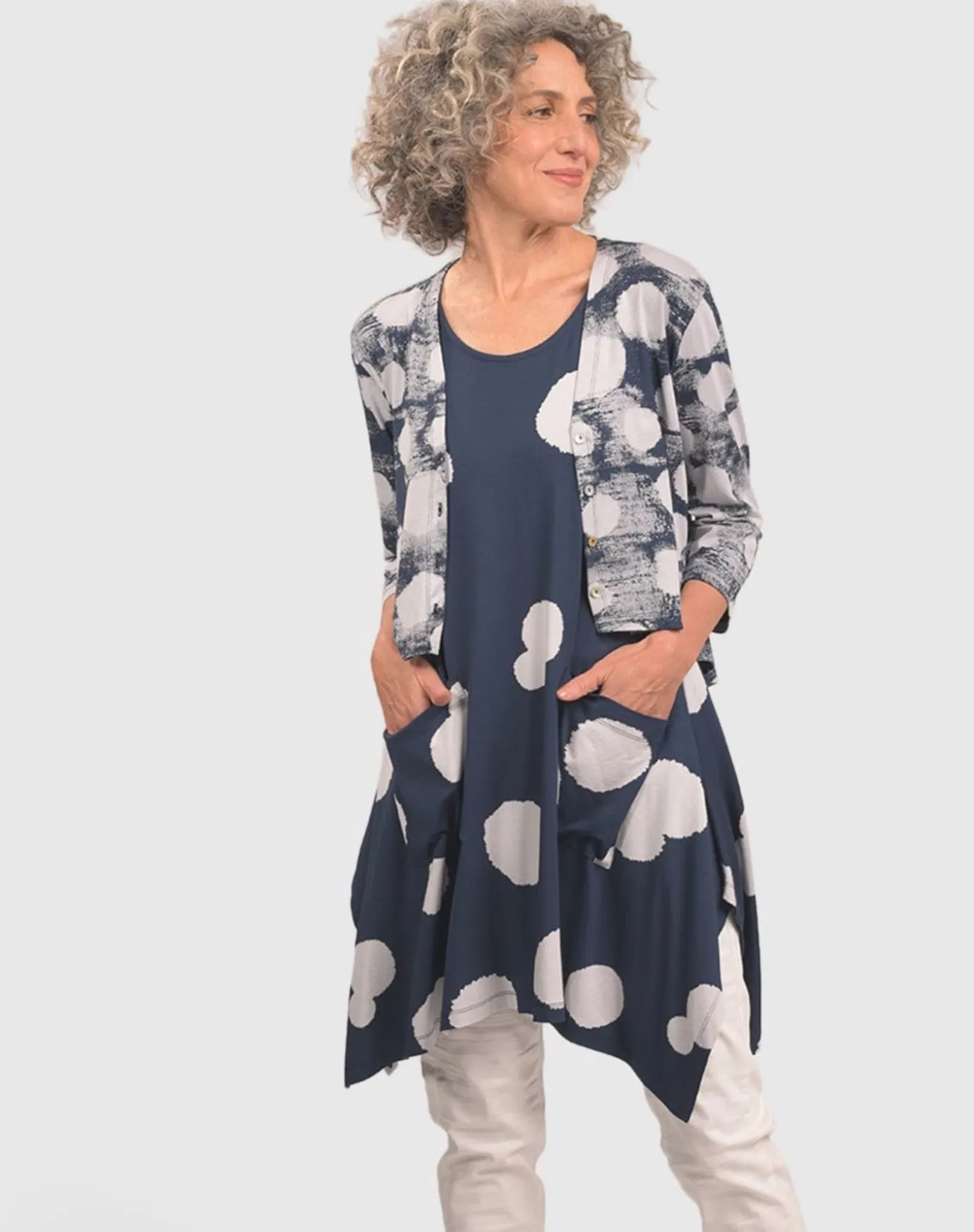 Women Alembika Plus<Trapeze Tank Tunic, Navy