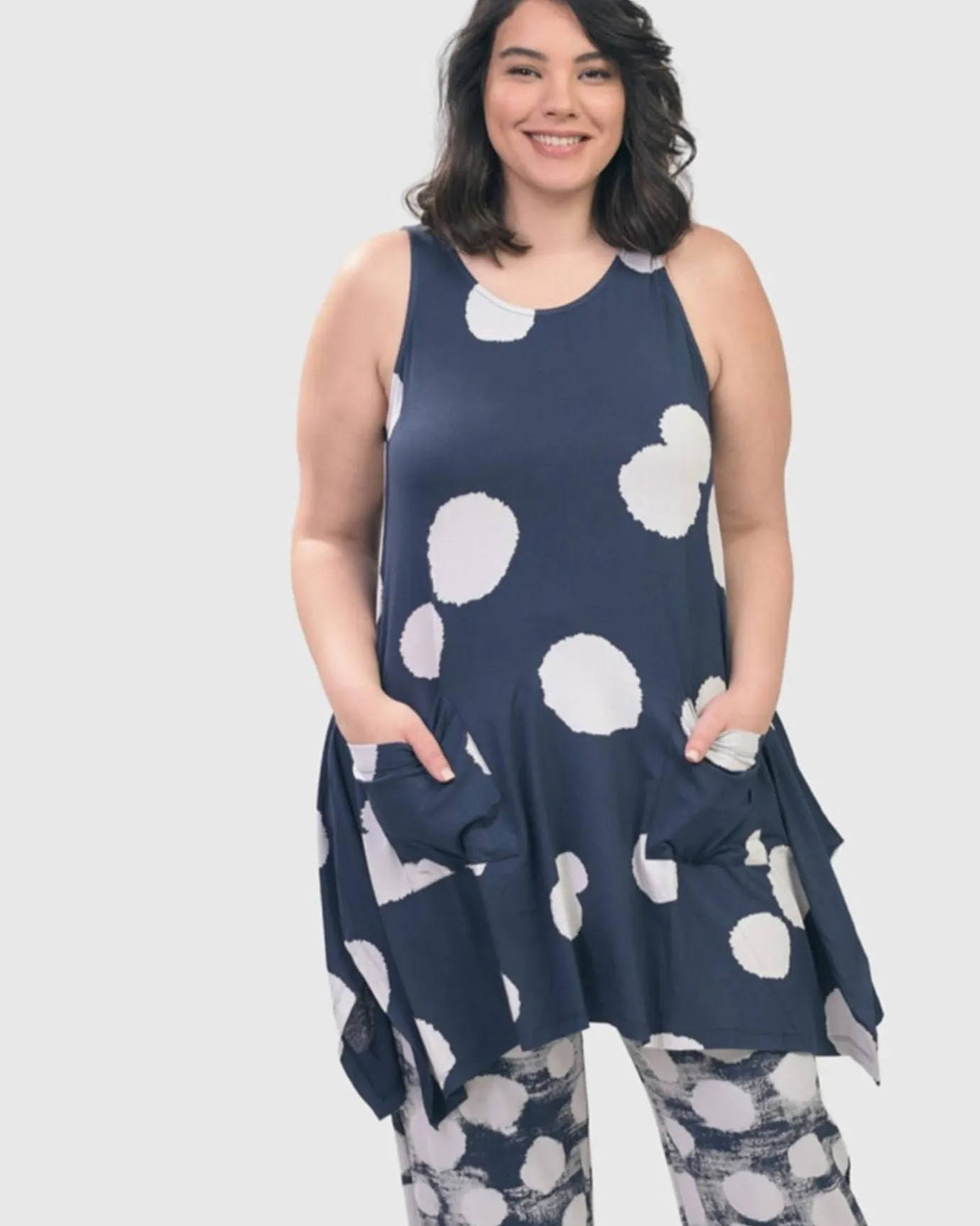 Women Alembika Tops & Tunics<Trapeze Tank Tunic, Navy