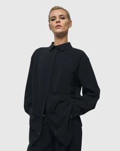 Women Alembika Plus<Trinity Button Down Shirt, Black