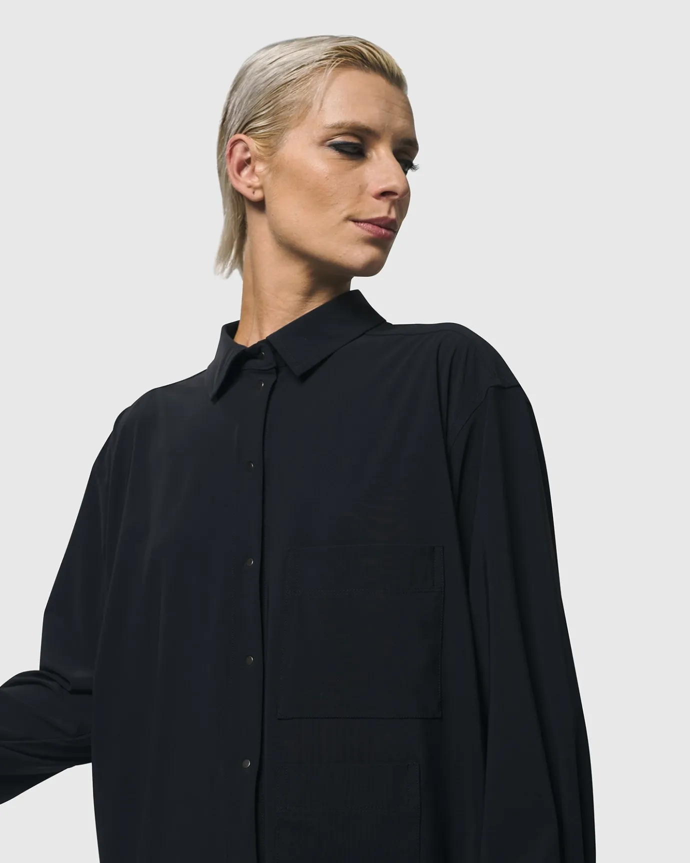 Women Alembika Tops & Tunics<Trinity Button Down Shirt, Black
