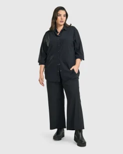 Women Alembika Tops & Tunics<Trinity Button Down Shirt, Black