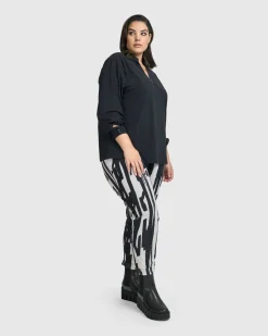 Women Alembika Plus<Trinity V-Neck Pullover Top, Black