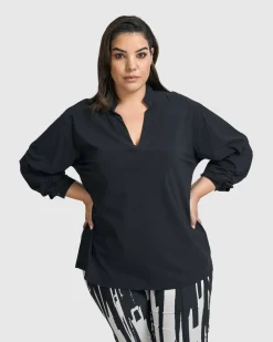 Women Alembika Plus<Trinity V-Neck Pullover Top, Black