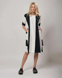 Women Alembika Dresses<Urban Anna Stripe A-Line Dress, White/Black