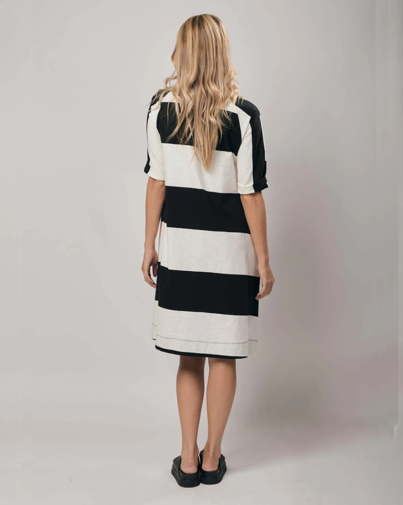 Women Alembika Dresses<Urban Anna Stripe A-Line Dress, White/Black