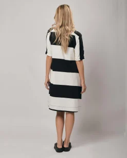 Women Alembika Plus<Urban Anna Stripe A-Line Dress, White/Black