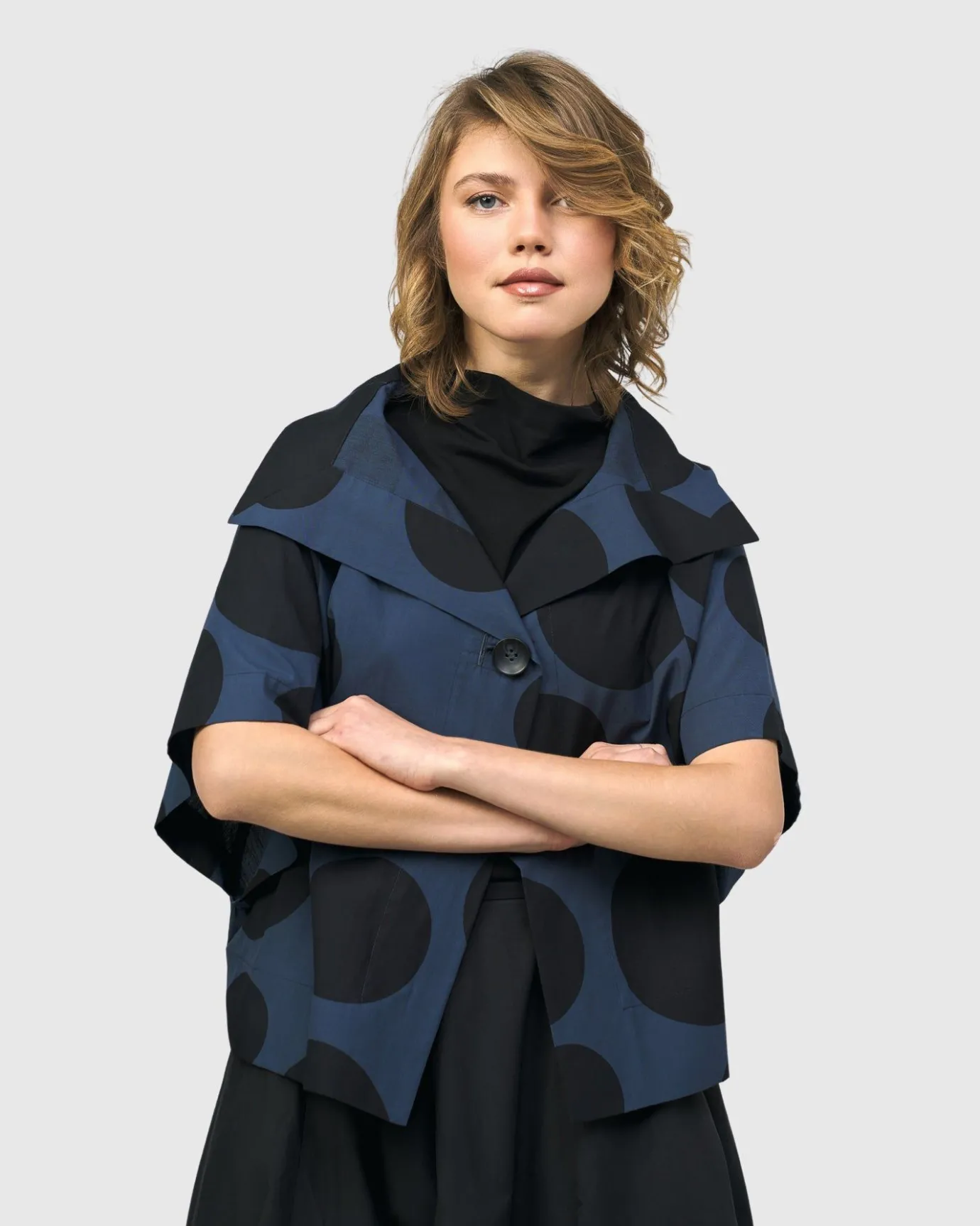 Women Alembika Plus<Urban Bossa Cape Jacket, Navy