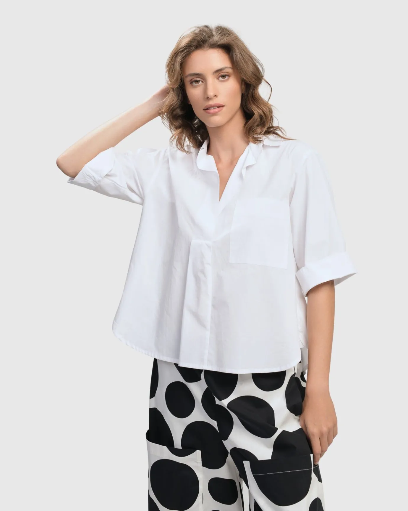 Women Alembika Plus<Urban Chloe A-Line Blouse, White