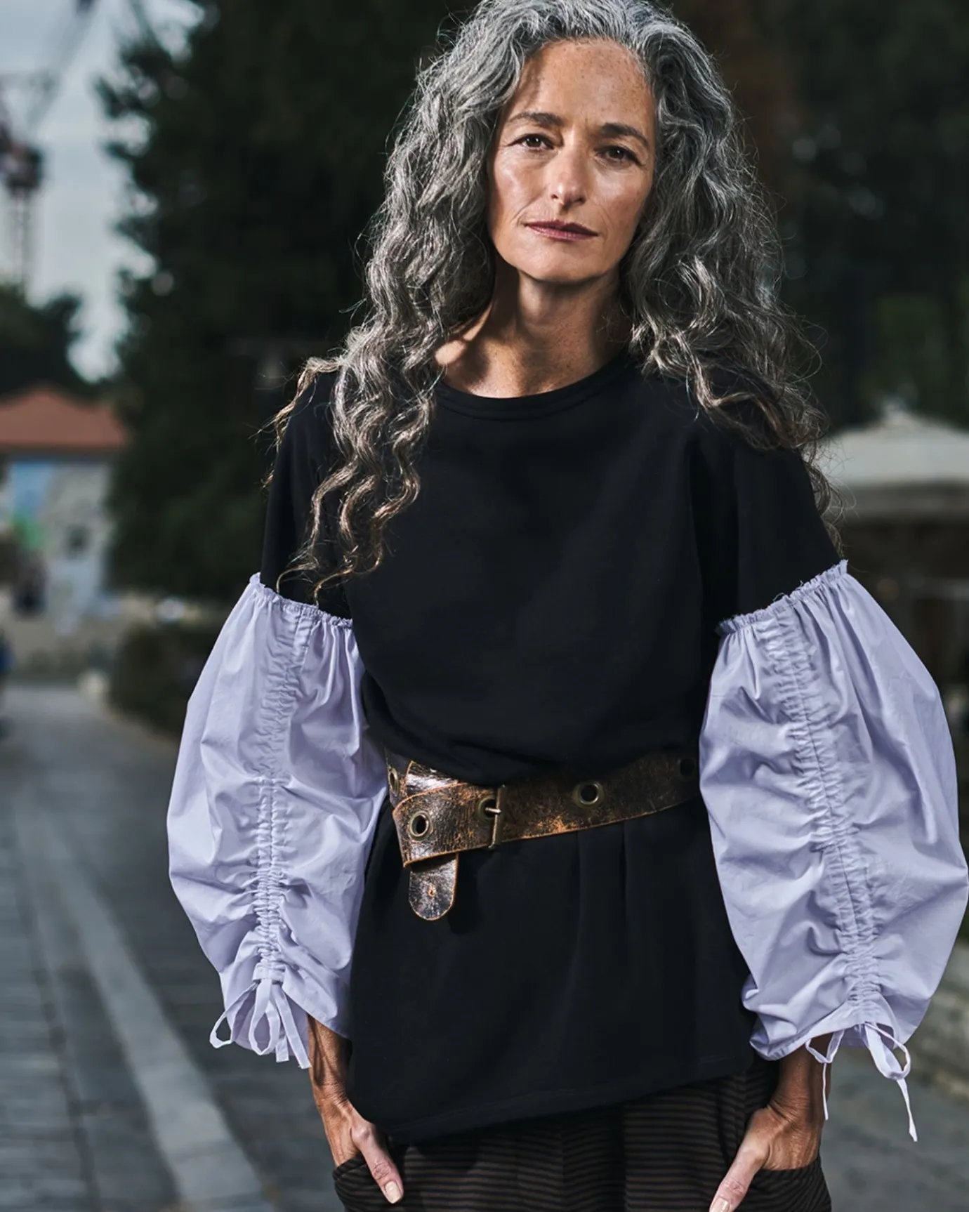 Women Alembika Plus<Urban Cinch Tunic Top, White/Black