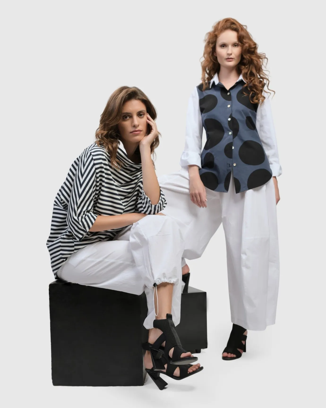 Women Alembika Plus<Urban Dots Button Down Shirt, Navy