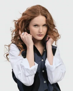 Women Alembika Tops & Tunics<Urban Dots Button Down Shirt, Navy