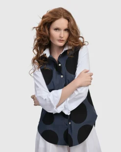 Women Alembika Tops & Tunics<Urban Dots Button Down Shirt, Navy