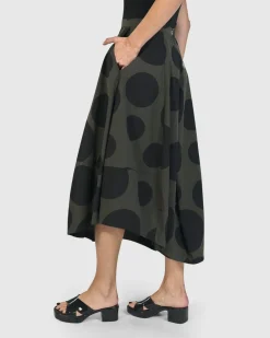 Women Alembika Pants & Skirts<Urban Dots Lotus Balloon Skirt, Khaki