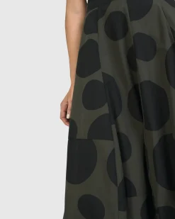 Women Alembika Pants & Skirts<Urban Dots Lotus Balloon Skirt, Khaki