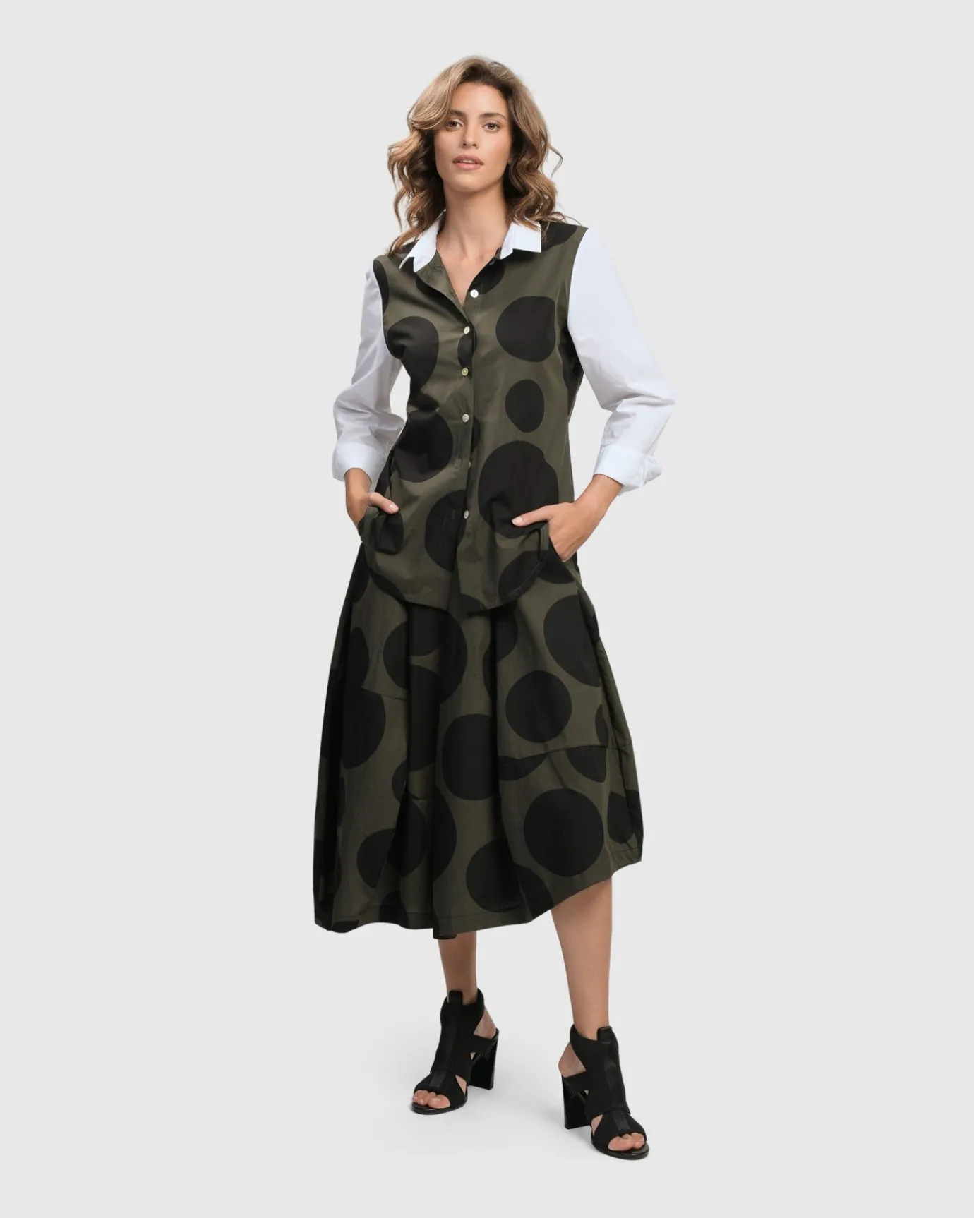 Women Alembika Pants & Skirts<Urban Dots Lotus Balloon Skirt, Khaki