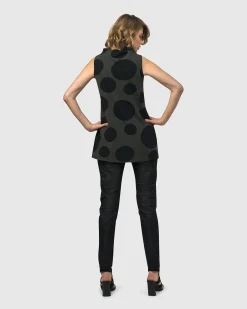 Women Alembika Plus<Urban Dots Sleeveless Mockneck Top, Khaki