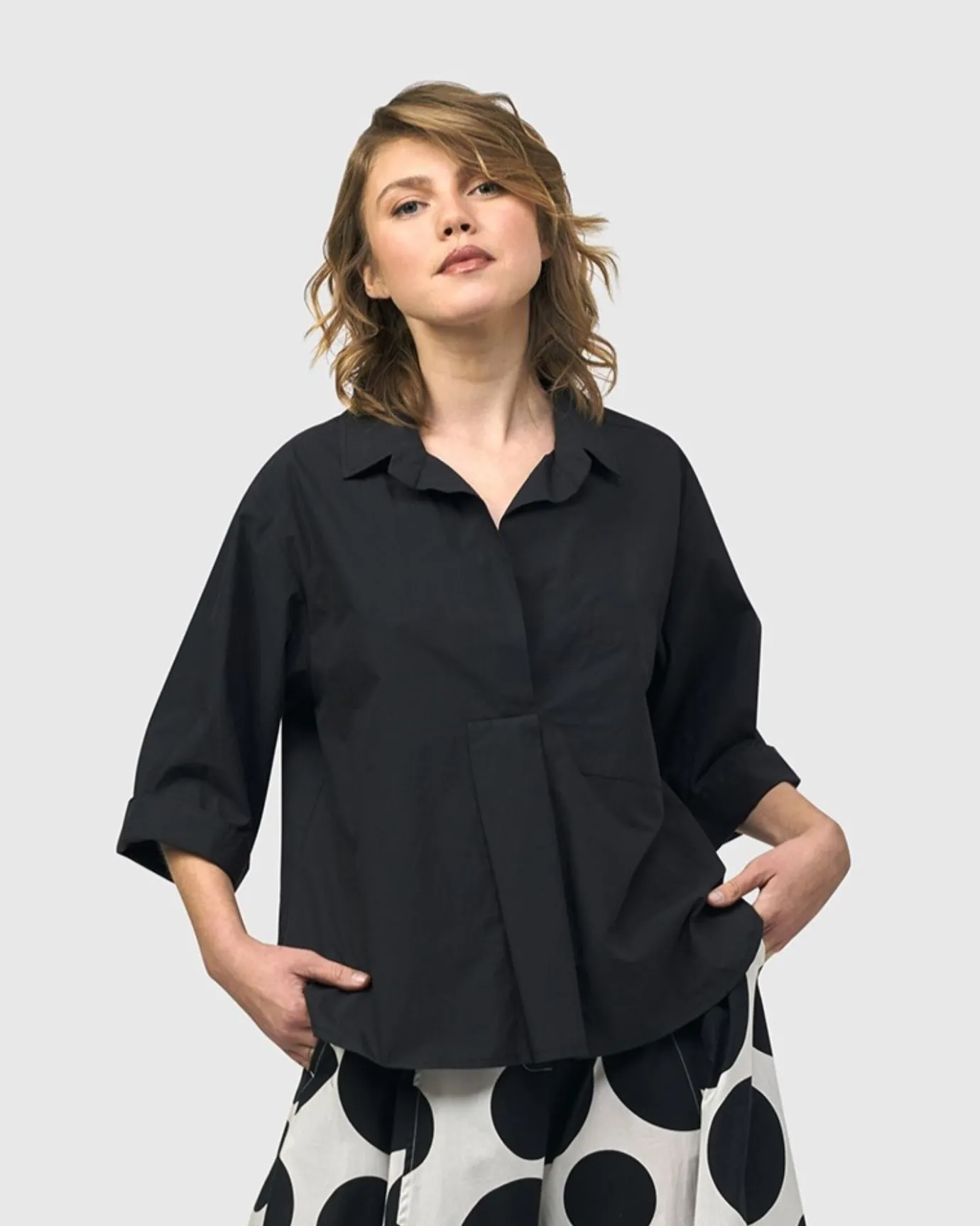 Women Alembika Plus<Urban Fran A-Line Blouse, Black