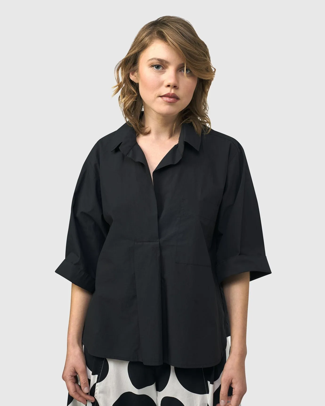 Women Alembika Plus<Urban Fran A-Line Blouse, Black