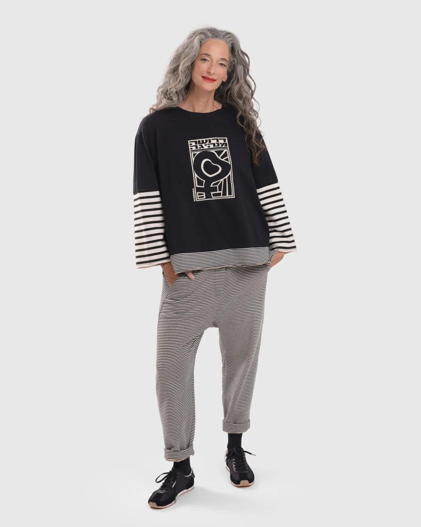 Women Alembika Pants & Skirts<Urban French Terry Trousers, Stripe