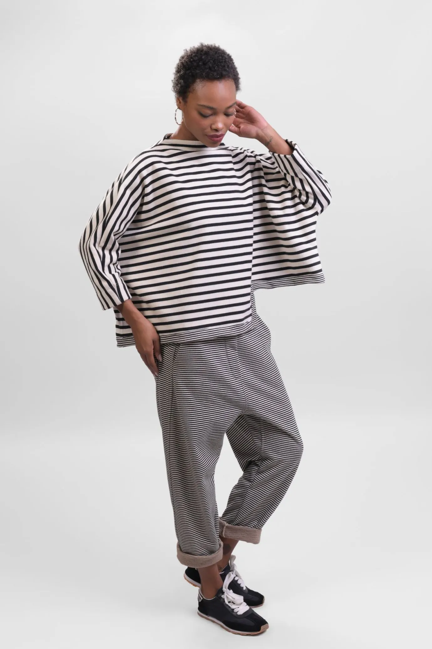 Women Alembika Pants & Skirts<Urban French Terry Trousers, Stripe