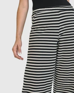 Women Alembika Plus<Urban Greenwich Striped Pants, Black