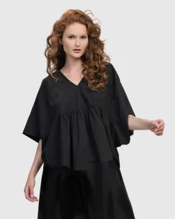 Women Alembika Plus<Urban It-Girl Butterfly Blouse, Black