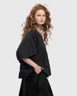 Women Alembika Tops & Tunics<Urban It-Girl Butterfly Blouse, Black